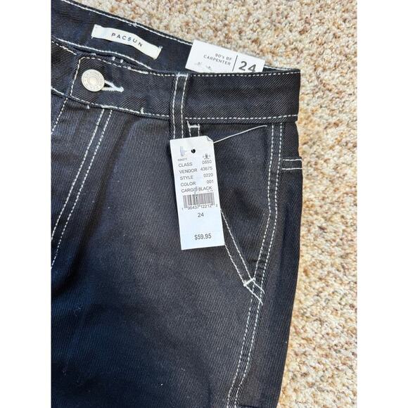 PACSUN 90's Boyfriend Carpenter Jeans/Pants size women's 24; Black; NWT! - Picture 8 of 13